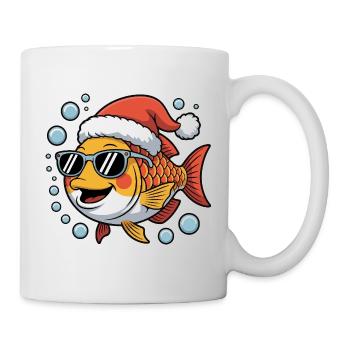 Poisson de Noël avec des lunettes de soleil - Mug blanc - blanc - Droite
