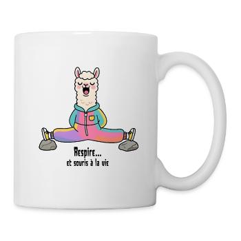Lama Arcenciel en position zen yoga - Mug blanc - blanc - Droite