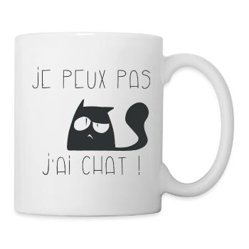 Je peux pas j'ai chat interrogateur - Mug blanc - blanc - Droite