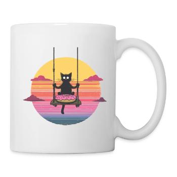 Katzenswing am Donut Sonnenuntergang - Tasse - Weiß - Rechts