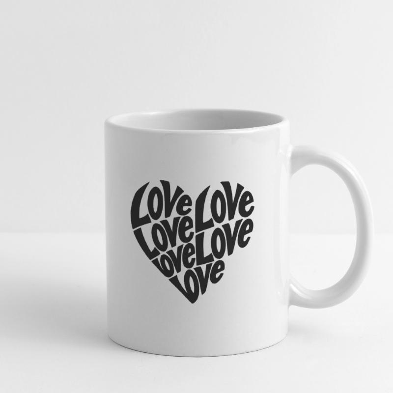 Typographie de forme de cœur d’amour - Variable de couleur Mug blanc