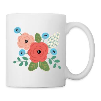 Bouquet de fleurs aux roses pastel design floral vintage - Mug blanc - blanc - Droite