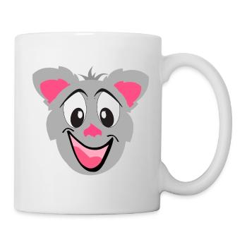 Gray Kawaii Cat Cartoon Face - Mug - white - Right