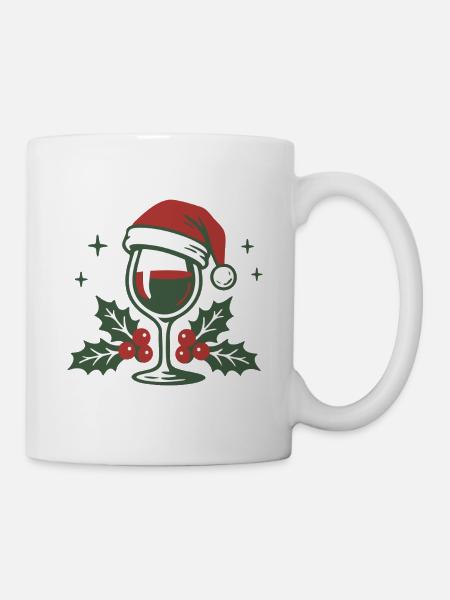 Weinglas mit Santa Hut Beeren - Tasse - Weiß