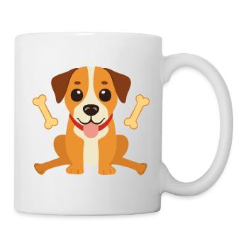 Happy Dog Cartoon Motif - Mug - white - Right