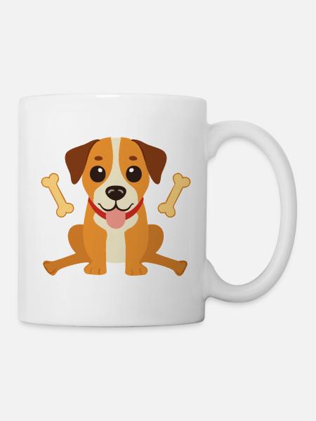 Fröhlicher Hund Cartoon Motiv - Tasse - Weiß