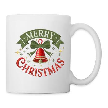 Joyeux Cloche de Noël avec ruban vert - Mug blanc - blanc - Droite