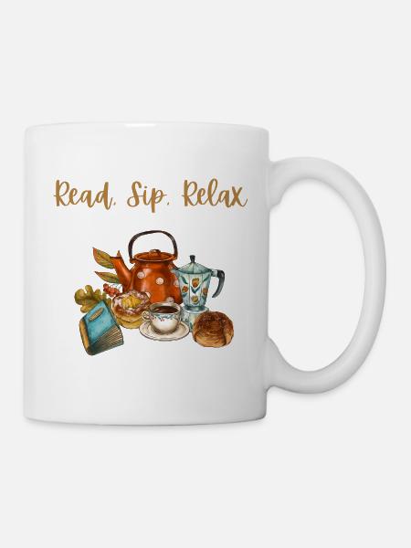 Cozy Autumn Vibe: Read, Sip, & Relax - Mug blanc - blanc
