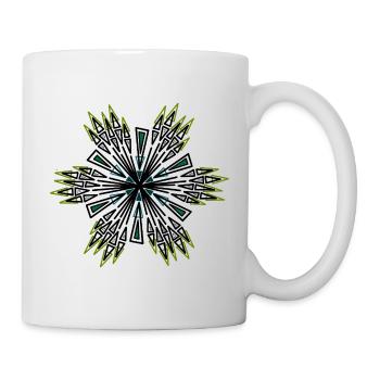 Étoile géométrique en spirale bleu-vert - Mug blanc - blanc - Droite