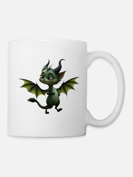 Geflügelter Grüner Drache - Tasse - Weiß