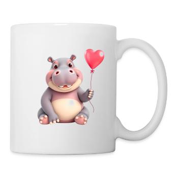 Liebes-Hippo mit rotem Herzballon - Tasse - Weiß - Rechts