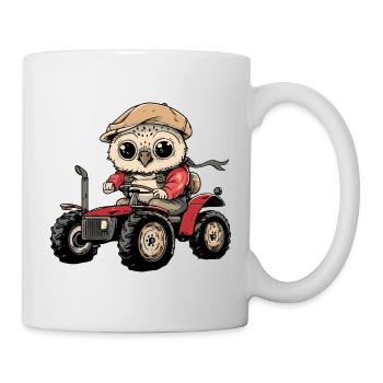 Eule Traktor Farmer - Tasse - Weiß - Rechts
