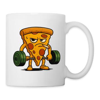 Pizzastück Heben von Gewichten Rauchen - Tasse - Weiß - Rechts