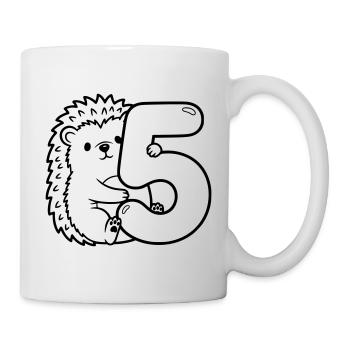 Hérisson avec illustration de dessin animé numéro 5 - Mug blanc - blanc - Droite