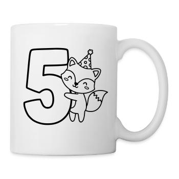 Party-Fuchs mit Zahl 5 Cartoon Illustration - Tasse - Weiß - Rechts