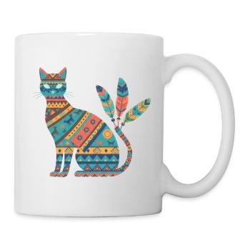 Native AmeriCan Purr-oud Cat lover texture tribal - Mug - white - Right