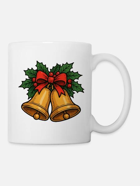 Weihnachtsglocken Schleife - Tasse - Weiß