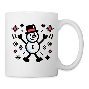 Fröhlicher Schneemann Comic Winter - Tasse - Weiß - Rechts