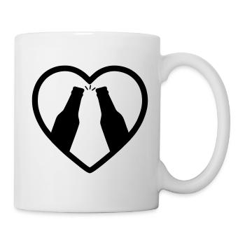Herzflaschen Bier-Aperitif-Geschenk - Tasse - Weiß - Rechts