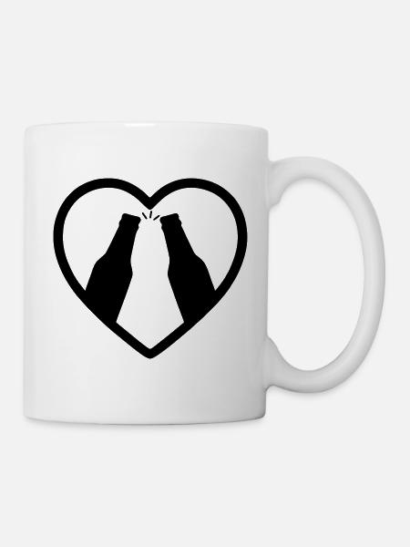 Herzflaschen Bier-Aperitif-Geschenk - Tasse - Weiß