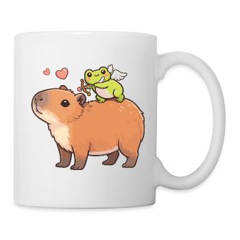 Capybara & Amor-Frosch – Süßes Valentinsmotiv - Tasse - Weiß - Rechts