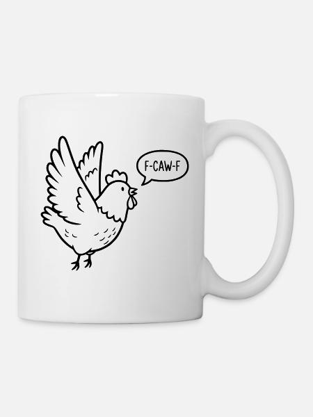 F-CAW-F Weißes Huhn – Meme Chicken Illustration - Tasse - Weiß