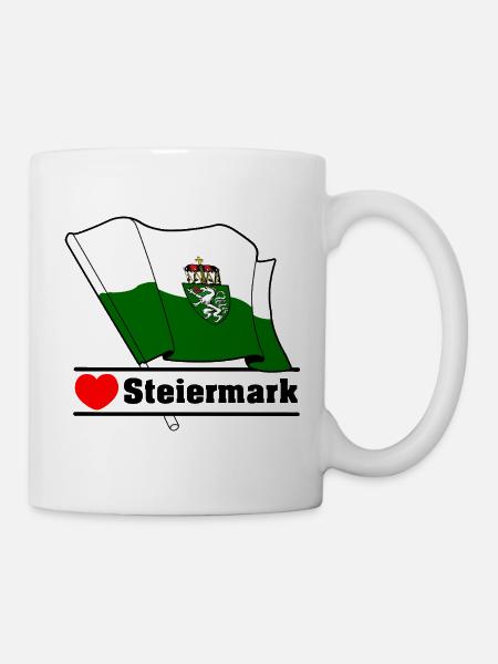 Steiermark-Flagge mit Herz - Tasse - Weiß