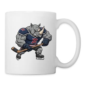 Joueur de hockey sur glace mignon Rhino Cartoon cool Strong - Mug blanc - blanc - Droite