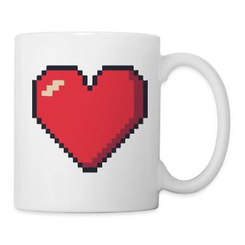 Cœur rouge pixel art rétro 8 bits - Mug blanc - blanc - Droite