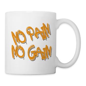 No Pain No Gain – Bold Orange Graffiti Style - Mug - white - Right