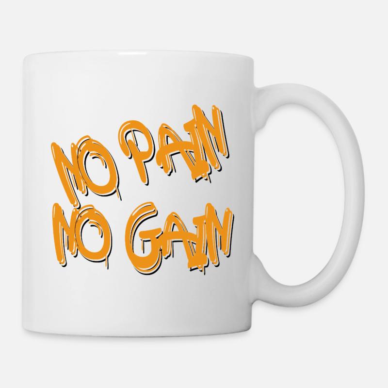 No Pain No Gain – Bold Orange Graffiti Style - Mug - white