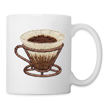 Embroidered coffee filter – minimalist (printed) - Mug - white - Right