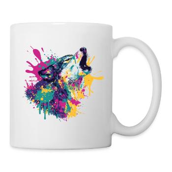 Wolf in color explosion style - Mug - white - Right
