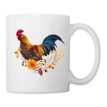 Autumn Floral Rooster Portrait - Mug - white - Right