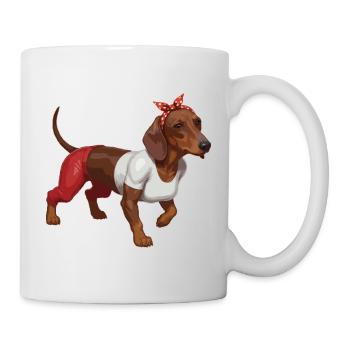 Dackel, Pinup-Dackel, - Tasse - Weiß - Rechts