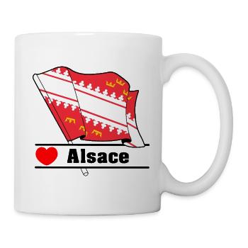 Alsace flag + heart + text "Alsace" - Mug - white - Right