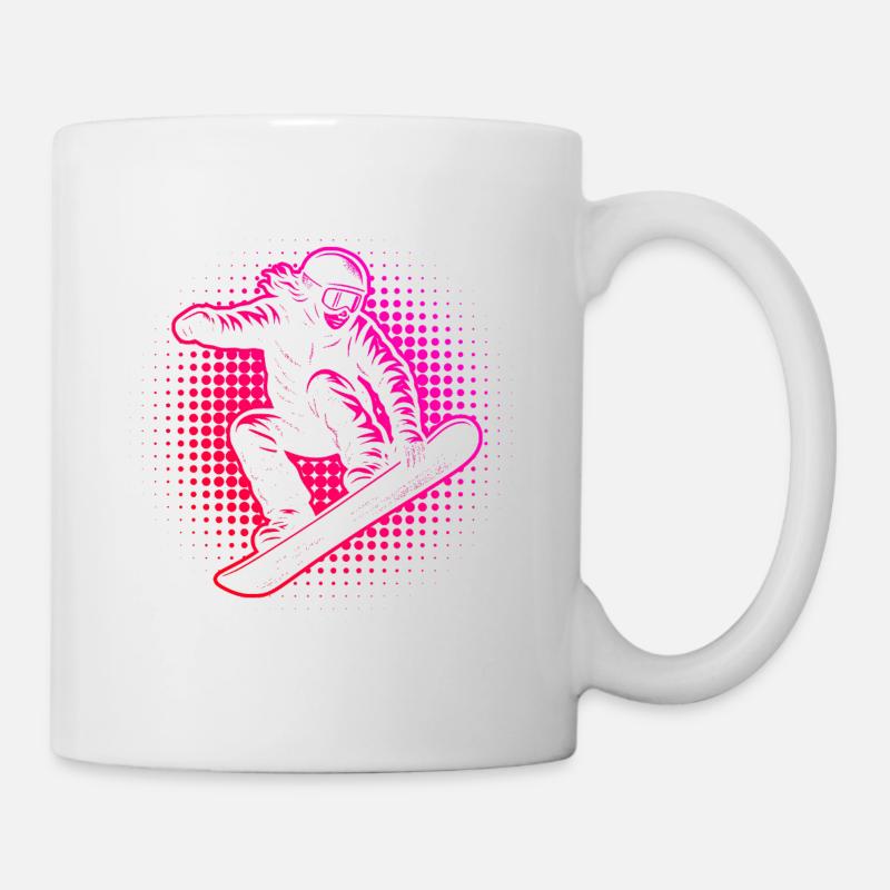 Style Halftone de snowboarder néon - Mug blanc - blanc