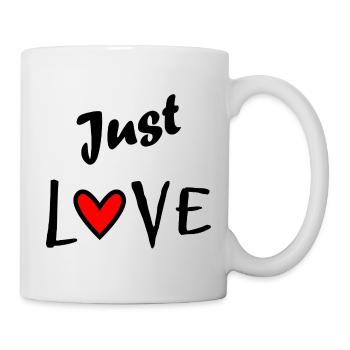 NUR LIEBE. LIEBE. ICH LIEBE DICH. HERZ. ALLES GUTE ZUM GEBURTSTAG. - Tasse - Weiß - Rechts