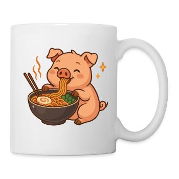 Pig with noodles ramen kawaii pig - Mug - white - Right