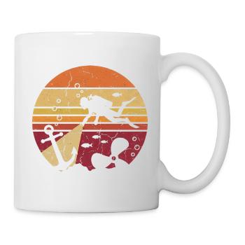 Taucher Retro Sonnenuntergang - Anker & Wrack - Tasse - Weiß - Rechts
