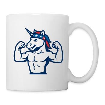 Patriotic Unicorn Gym Maskottchen Power Flex - Tasse - Weiß - Rechts