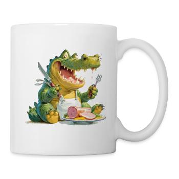 Alligator avec filet sur l’assiette - Mug blanc - blanc - Droite