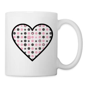 Heart Pattern Star Dots Cute Vector - Mug - white - Right
