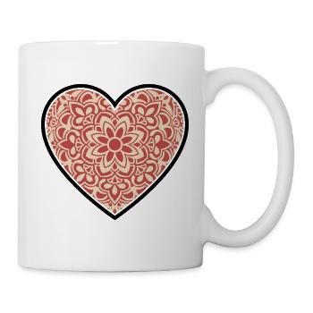 Mandala Herz Ornament Boho Yoga Vektor - Tasse - Weiß - Rechts