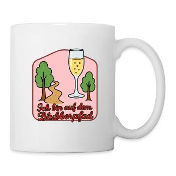 Blubberpfad: Waldweg und Sektglas - Tasse - Weiß - Rechts