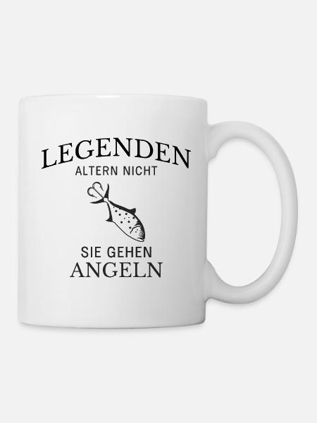 Legenden gehen Angeln Spruch - Tasse - Weiß