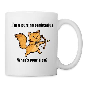 Sternzeichen Schütze Katze – Cute Zodiac Cat - Tasse - Weiß - Rechts
