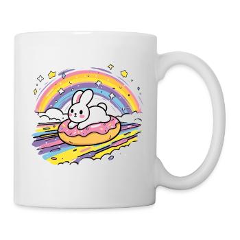 Rabbit on donut rainbow - Mug - white - Right