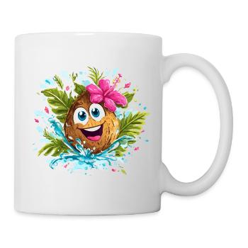 Tropische Kokosnuss Fröhlich Illustration - Mug blanc - blanc - Droite