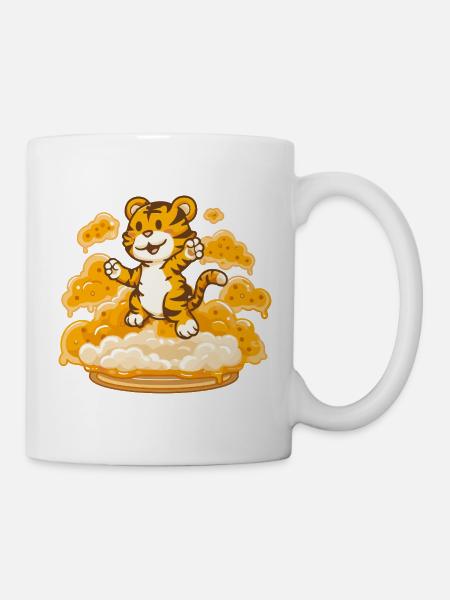 Tiger auf Käsewolke - Tasse - Weiß
